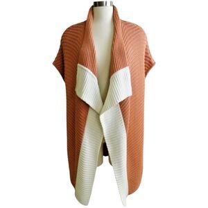 St. John Chunky Knit Sleeveless Open Front Long Waterfall Cardigan Sweater Small